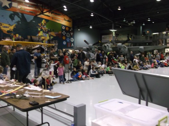 Spectators lined up during Flightfest flying demo